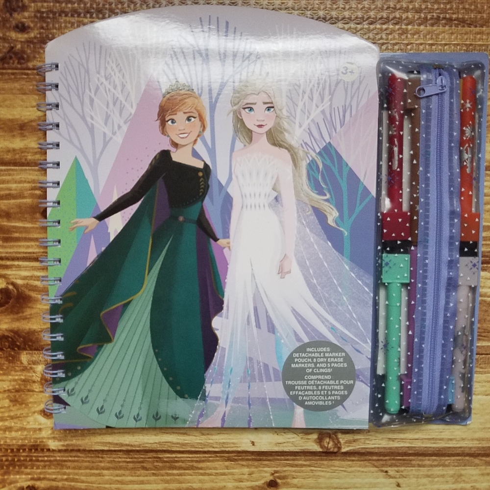 Disney Frozen 2 Art Set Clings Dry Eraser Markers Girls Stucker Activity